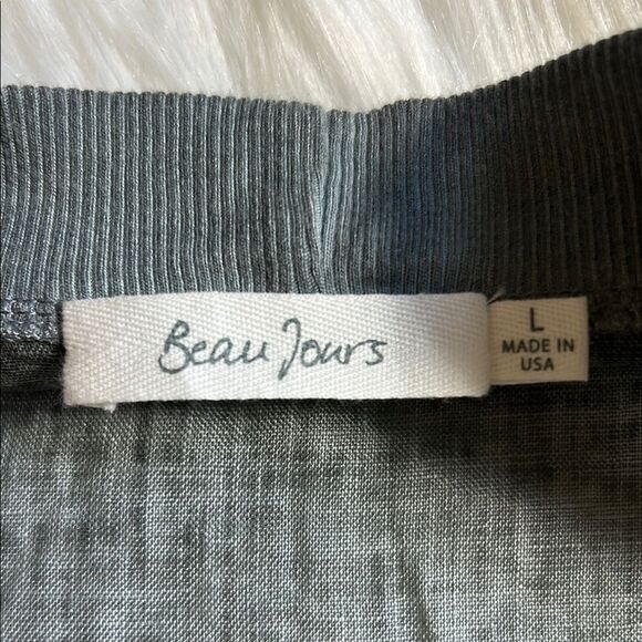 Beau Jours Cardigan Jacket Gray Linen Women's Size Large Made in USA - Picture 2 of 9